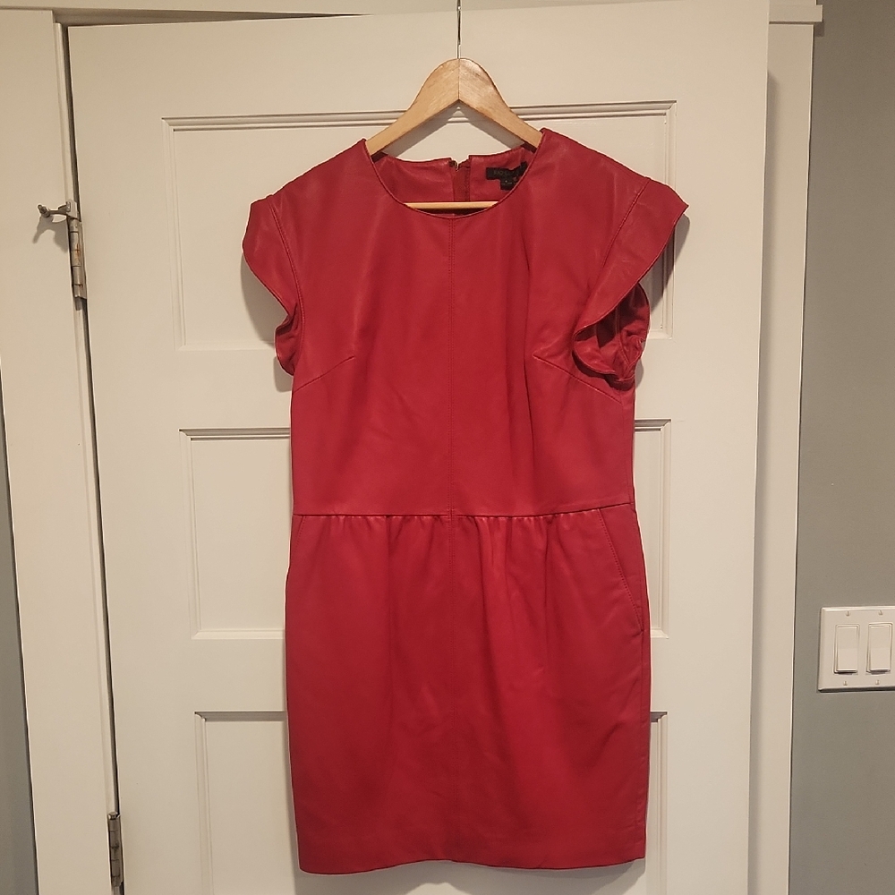 Rachel Zoe Vibrant Red Leahter Mini Dress Sz 6